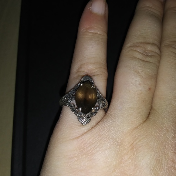Vintage Cognac Brown Emerald .925 silver ring . - Picture 4 of 4